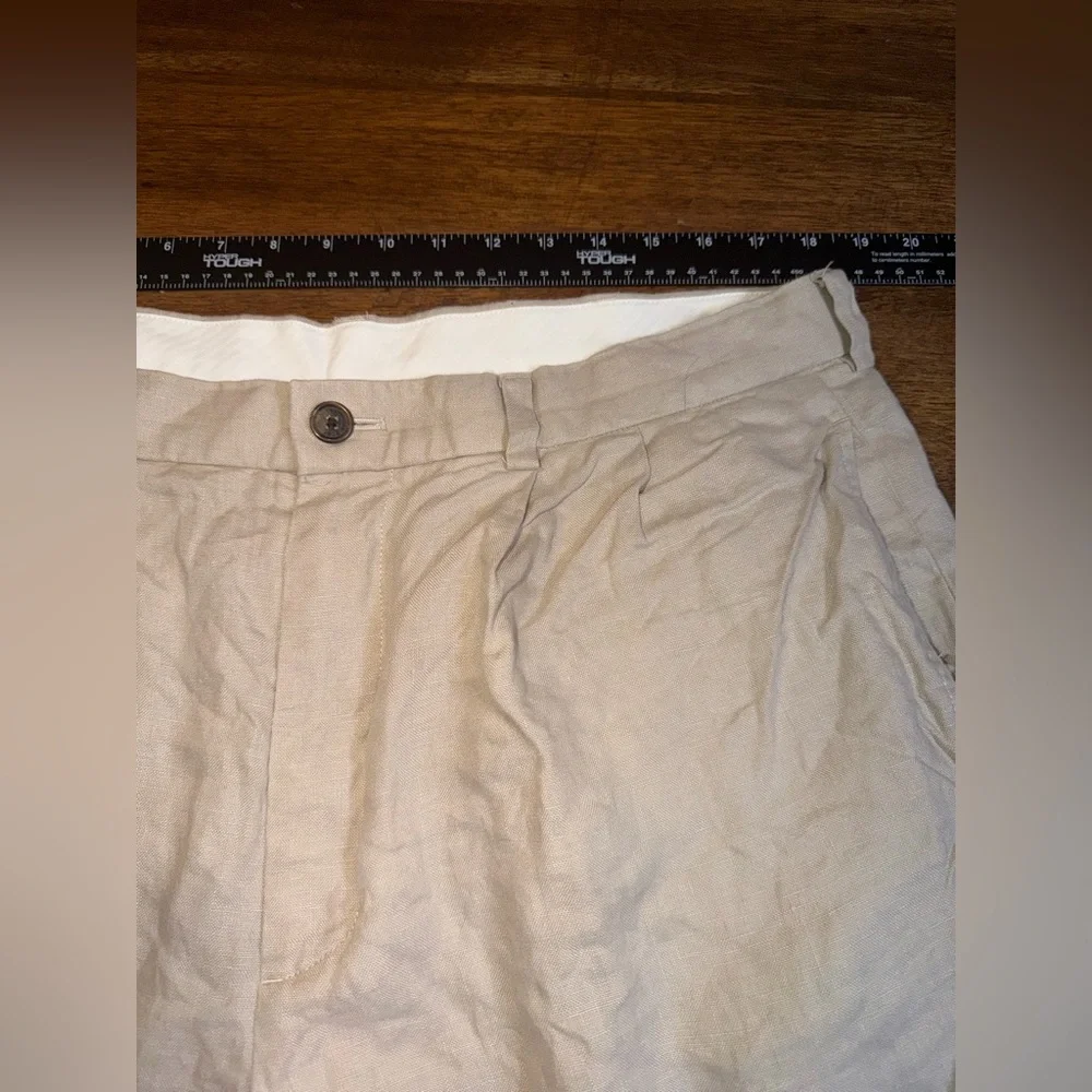 Brooks Brothers Linen Pleated Cuffed Pants